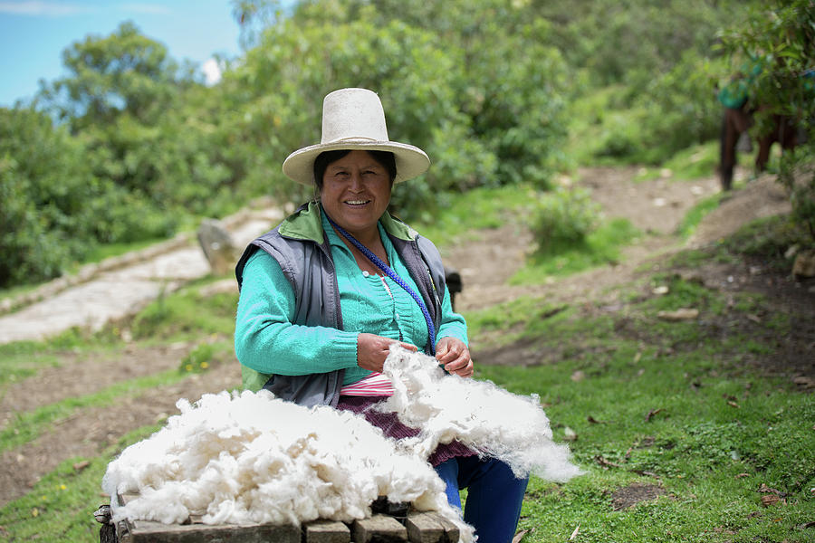 Peruvian Lady with Fleece Digital Art by Carol Ailles
