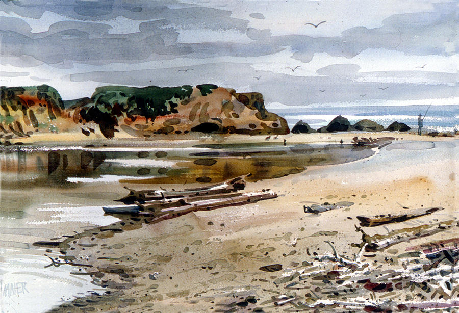Marine Painting - Pescadero Beach by Donald Maier