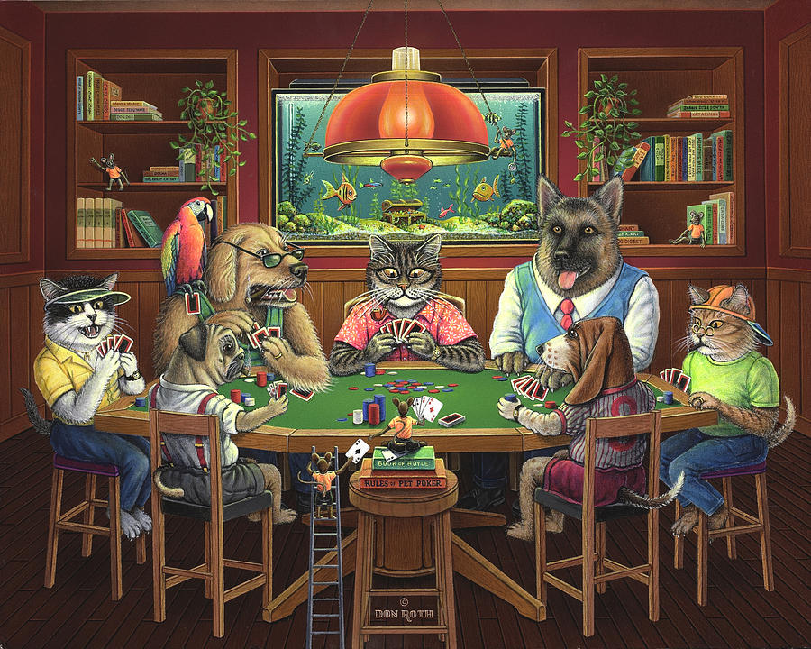 Pet Pals Poker Party Painting by Don Roth