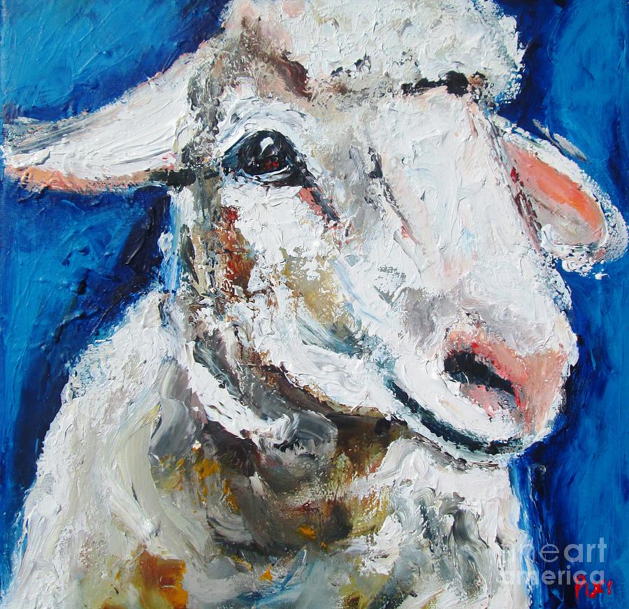 Pet Sheep As A Print On Canvas Signed And Numbered See Www.pixi-art.com  Painting by Mary Cahalan Lee - aka PIXI