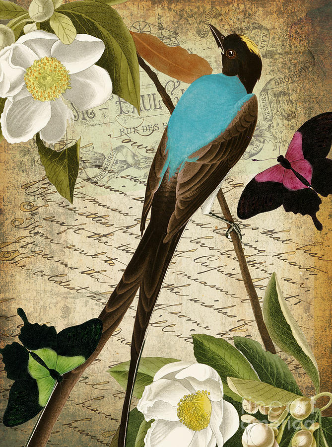Bird Painting - Petals and Wings II by Mindy Sommers