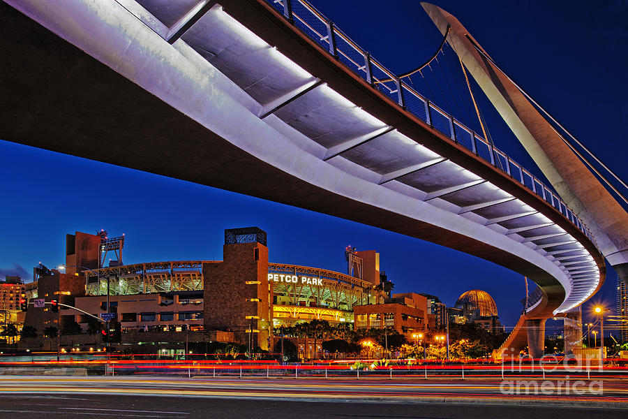 Petco Park and the Harbor Drive Pedestrian Bridge in Downtown San Diego  Photograph by Sam Antonio