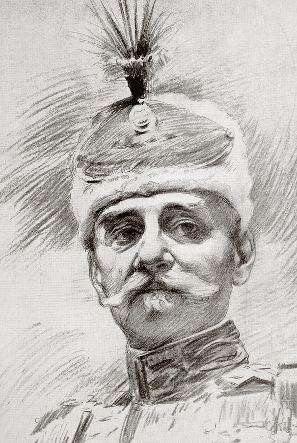 Portrait Drawing - Peter I, 1844   1921, King Of Serbia by Vintage Design Pics