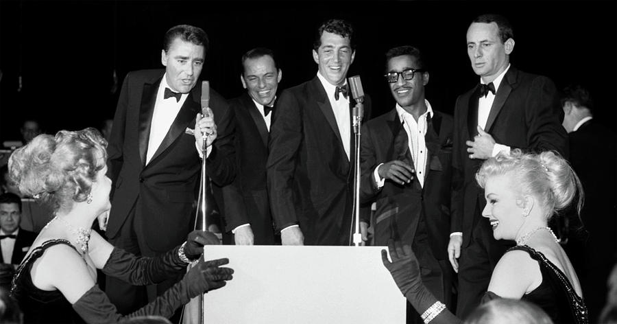 Peter Lawford, Frank Sinatra, Dean Martin, Sammy Davis Jr. and J Photograph by Doc Braham