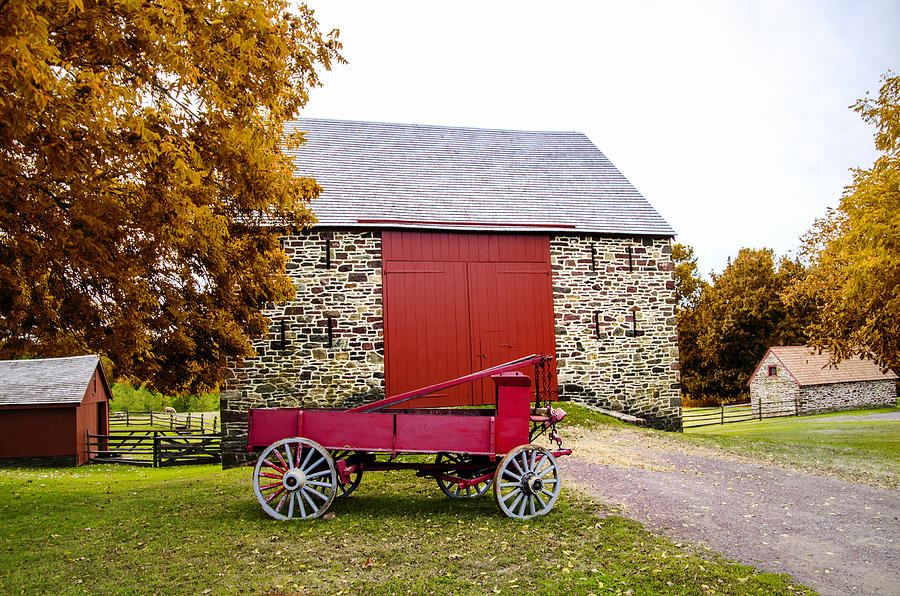 Fall Photograph - Peter Wentz Farmstead Barn in Autumn by Bill Cannon