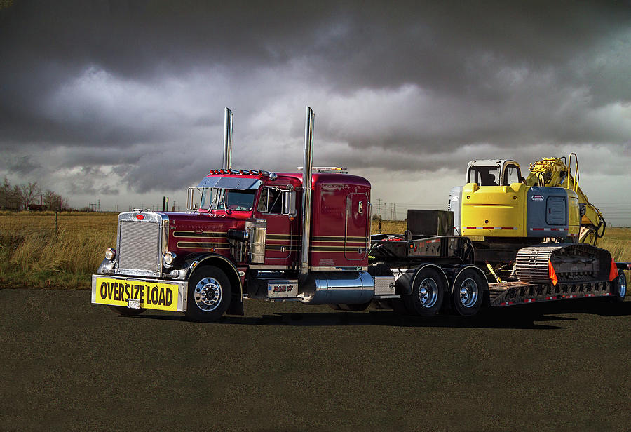 Truck Photograph - Peterbilt Semi Truck With Oversize Load by Nick Gray
