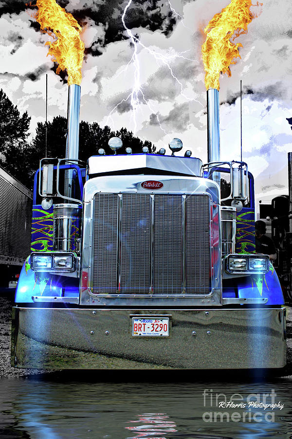 Peterbilt with Flaming Stacks Photograph by Randy Harris
