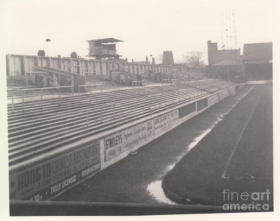 Peterborough - London Road -Glebe Road Side 1 - BW - 1960s Photograph by Legendary Football Grounds