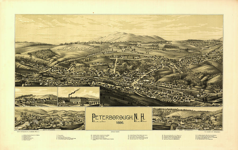 Map Painting - Peterborough, N.H. by Burleigh