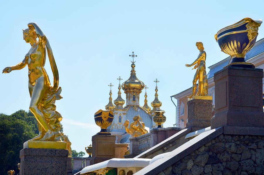 Peterhof Palace Statues. Photograph by Terence Davis