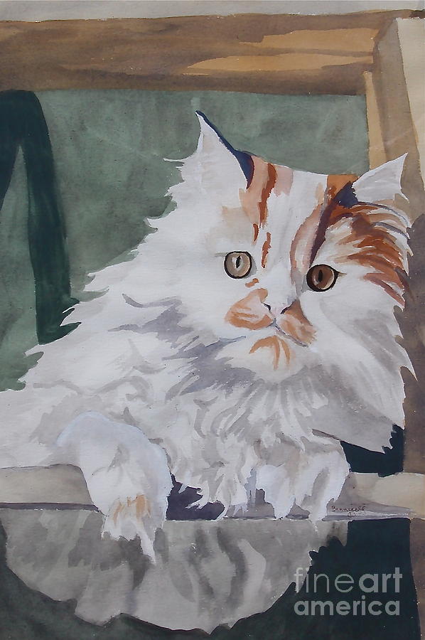 Persian Cat Painting - Peters Ladder by Jan Bennicoff Persian Cat Painting - Peters Ladder by Jan Bennicoff