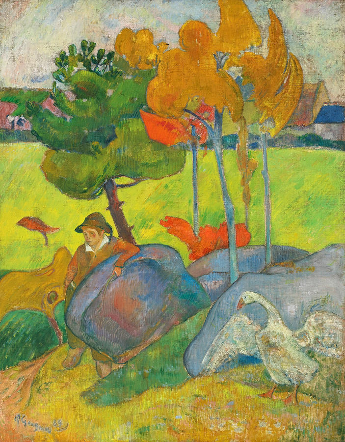 Petit Breton a lOie Painting by Paul Gauguin