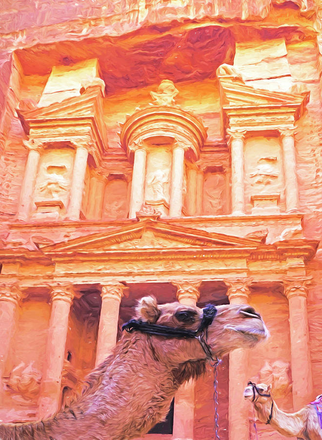 Petra Camels Digital Art by Dennis Cox