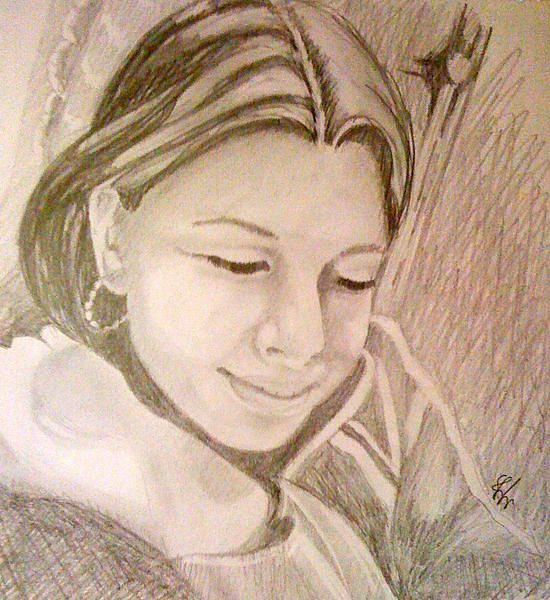 Portrait Drawing - Petra portrait by Gyorgy Szilagyi