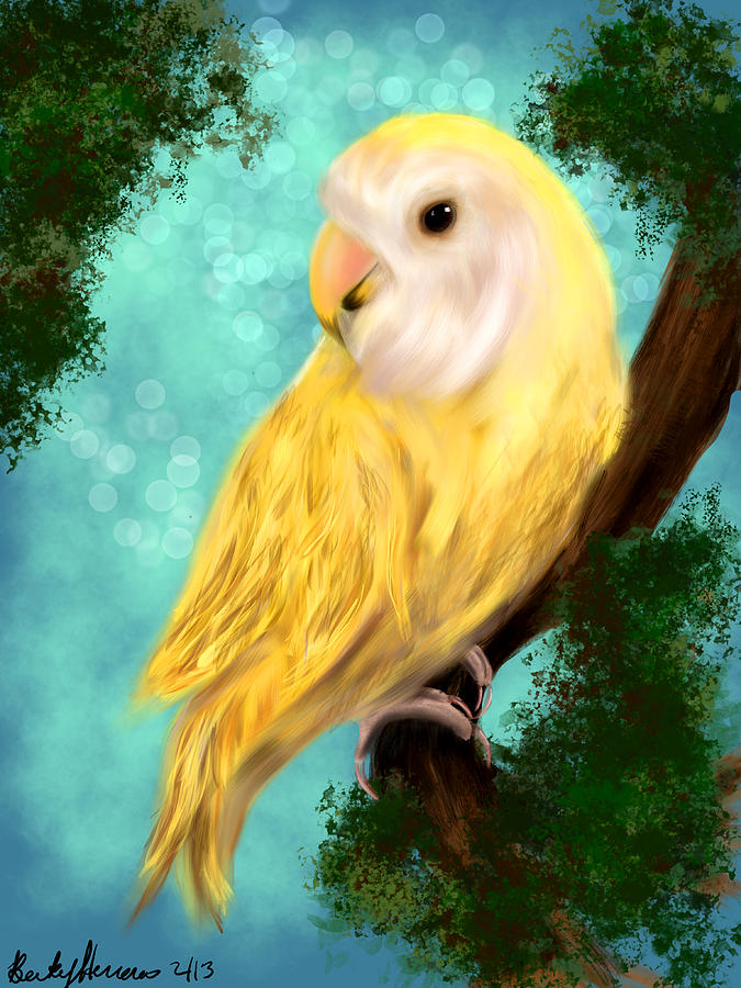 Petrie the Lovebird Painting by Becky Herrera