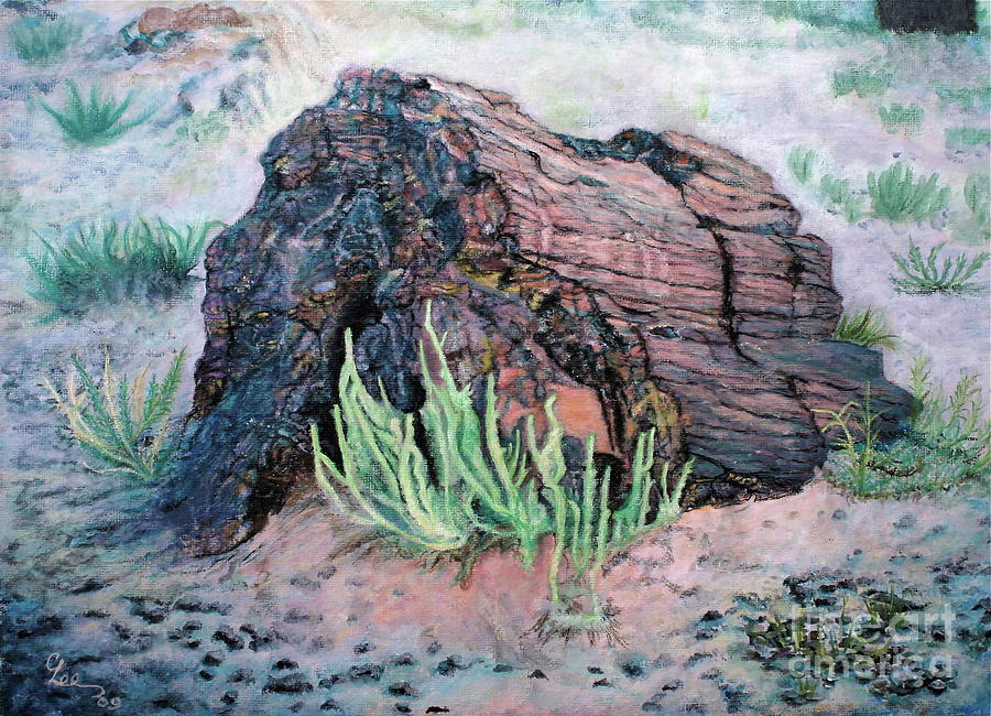 Nature Painting - Petrified Log in Arizona by Cindy Lee Longhini