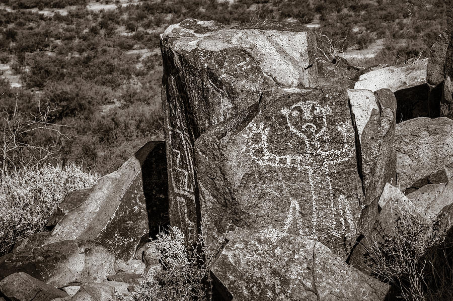 Petroglyph 10 Sepia Photograph by James Barber