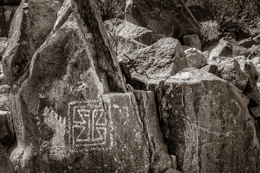 Petroglyph 11 Sepia Photograph by James Barber
