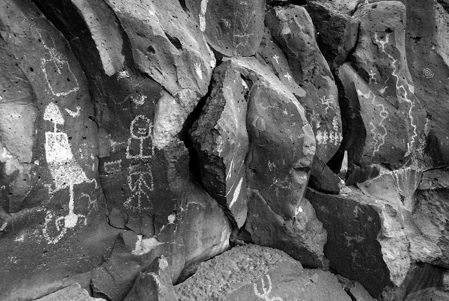 Petroglyph Panel b/w Photograph by Glory Ann Penington