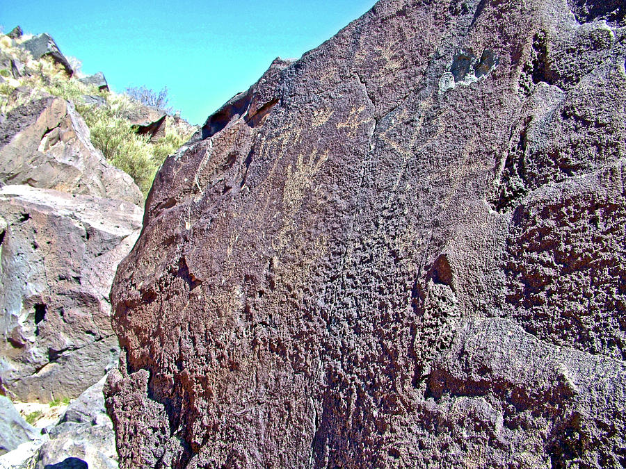 Petroglyphs in Boca Negra Canyon in Petroglyph National Monument in Albuquerque, New Mexico Photograph by Ruth Hager