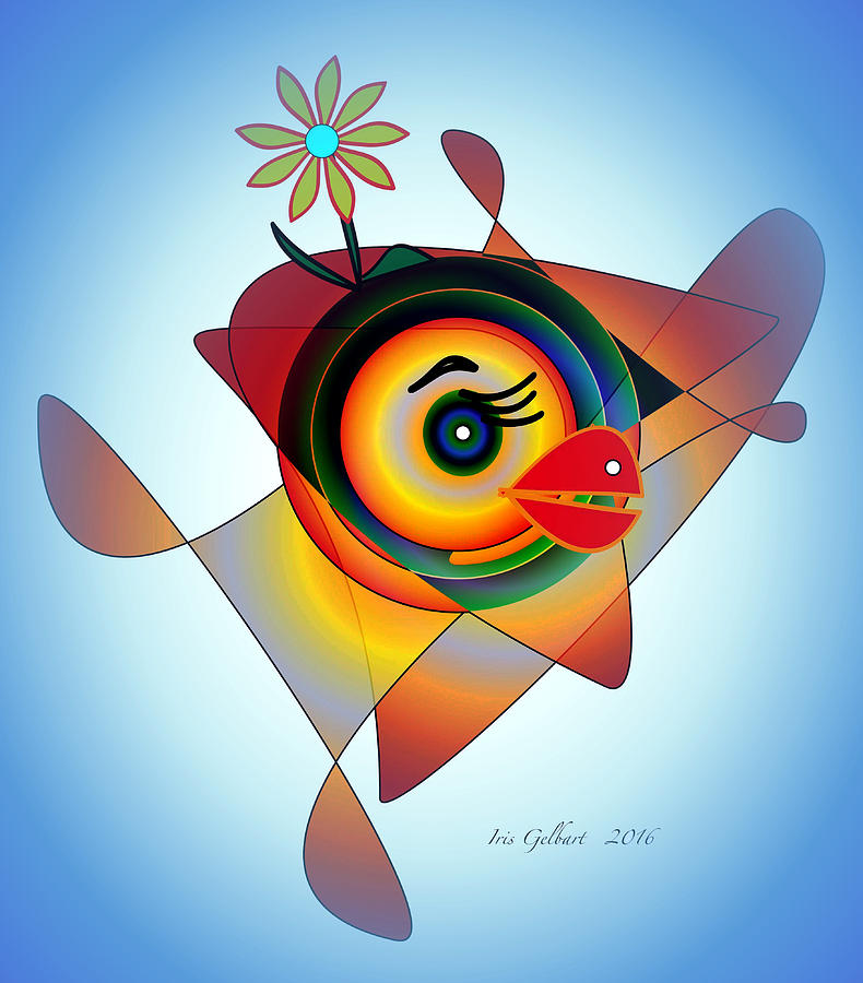 Cartoon Digital Art - Petunia Parrot 2 by Iris Gelbart