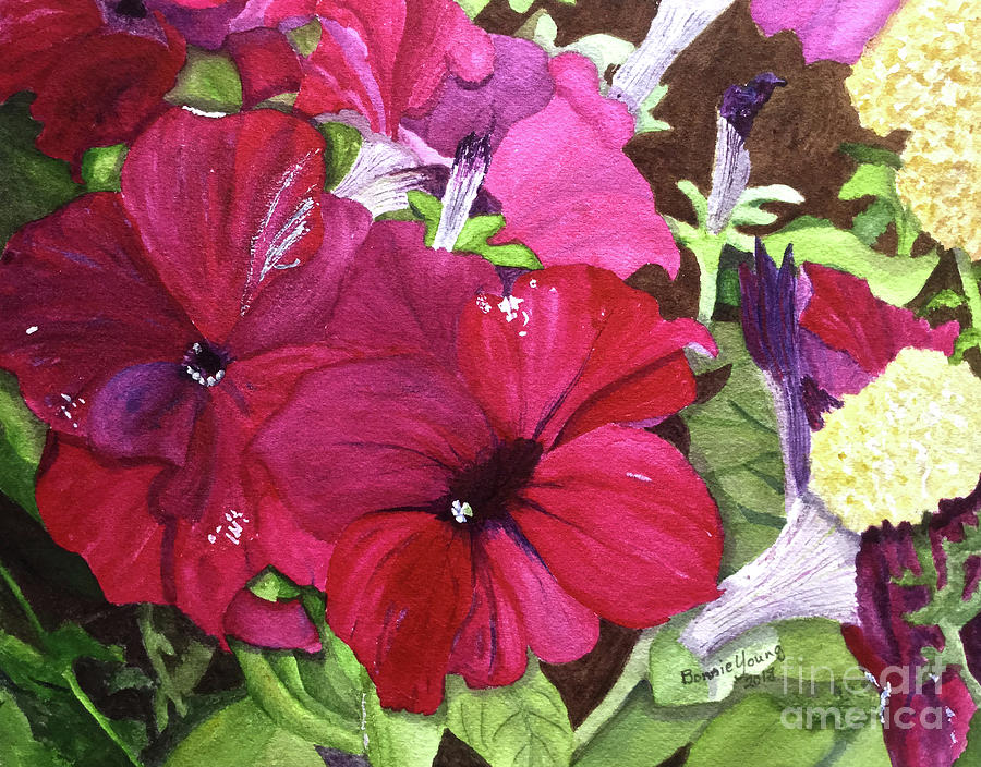 Summer Painting - Petunias by Bonnie Young