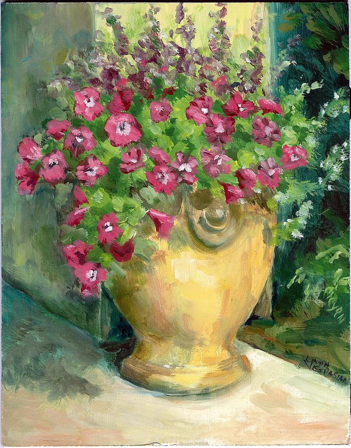 Still Life Painting - Petunias by Linda Vespasian