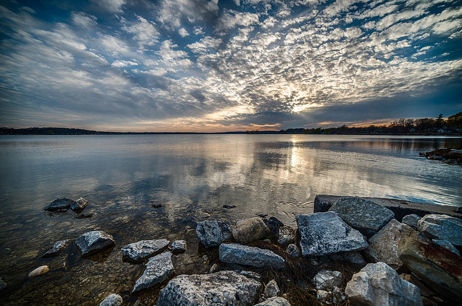 Pewaukee Lake Sunset Photograph by Randy Scherkenbach