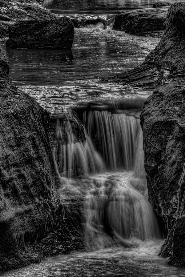 Pewits Nest Middle Waterfall in Black and White Photograph by Dale Kauzlaric