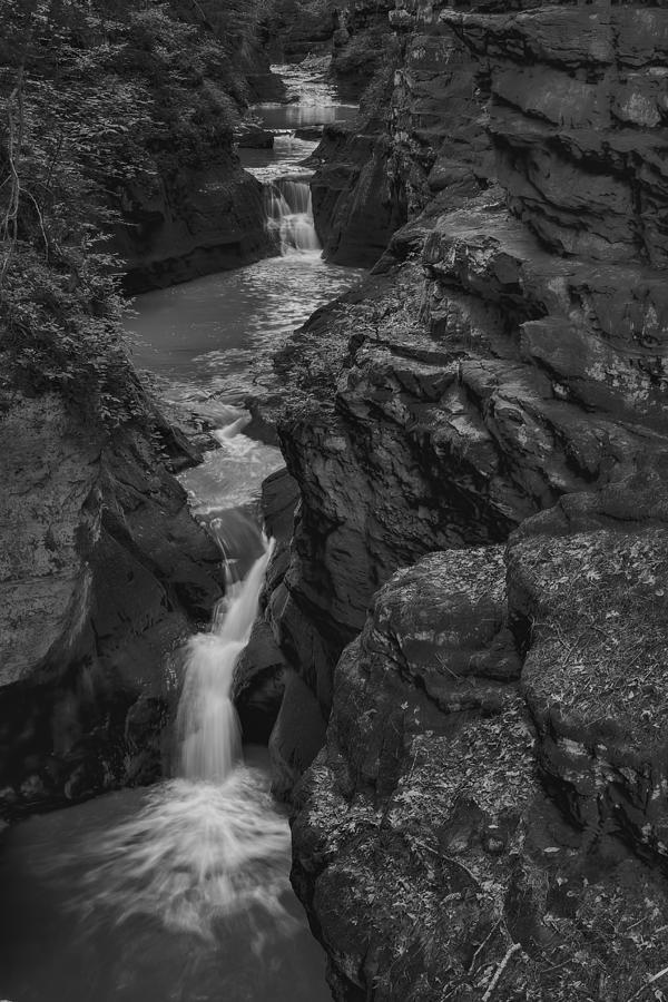 Pewits Nest Three Waterfalls in Black and White Photograph by Dale Kauzlaric