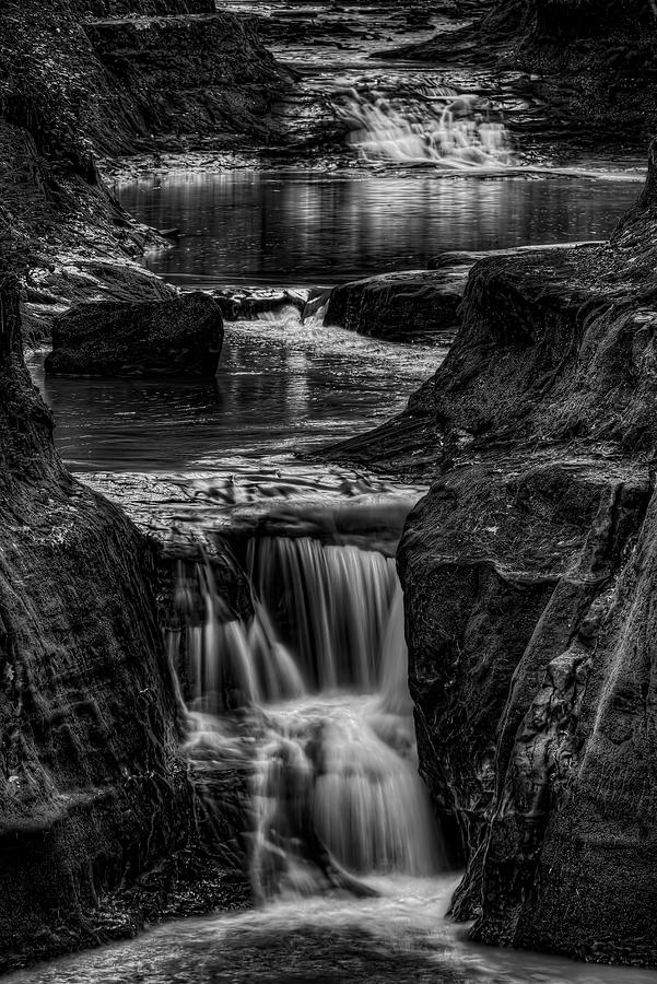 Pewits Nest Waterfalls in Black and White Photograph by Dale Kauzlaric