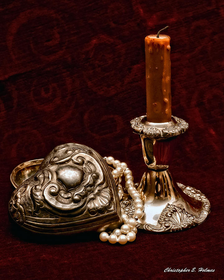 Still Life Photograph - Pewter And Pearls by Christopher Holmes