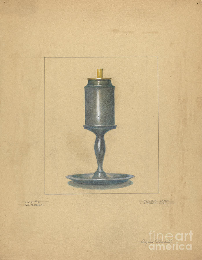 Pewter Lamp Drawing by Eugene Barrell