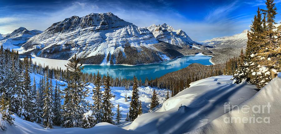 Banff National Park Photograph - Peyto Lake Winter Panorama by Adam Jewell