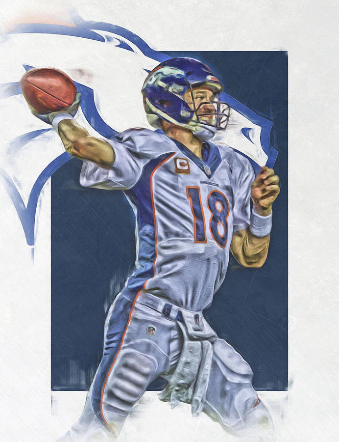 Peyton Manning Denver Broncos Greeting Card by Joe Hamilton