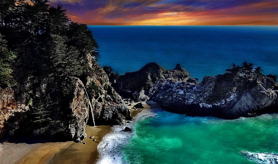 Pfeiffer McWay Falls at Sunset Photograph by Russ Harris