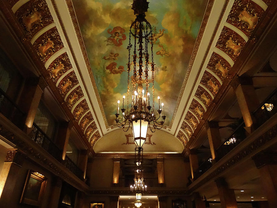 Pfister Hotel Lobby Ceiling Photograph by David T Wilkinson