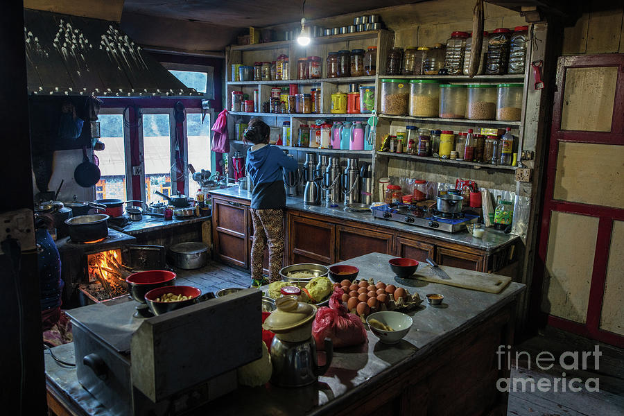 Nepal Phakding Teahouse Kitchen Morning Photograph by Mike Reid