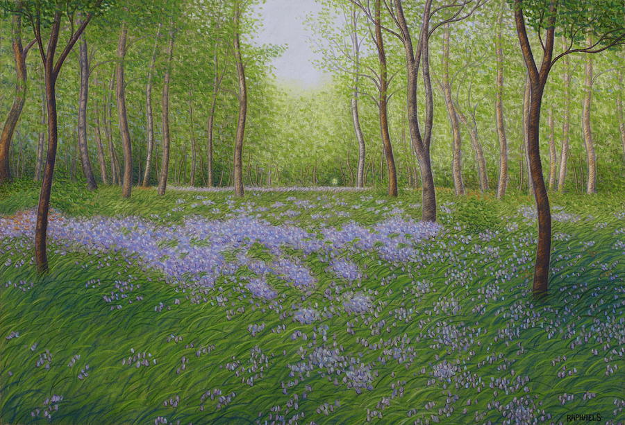 Raphael Pastel - Phalempin forest in spring, bluebells by Raphael Seygnovert