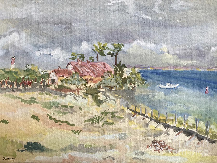 Phare du Cap Ferret - Hommage famille David. Painting by Francoise Chauray