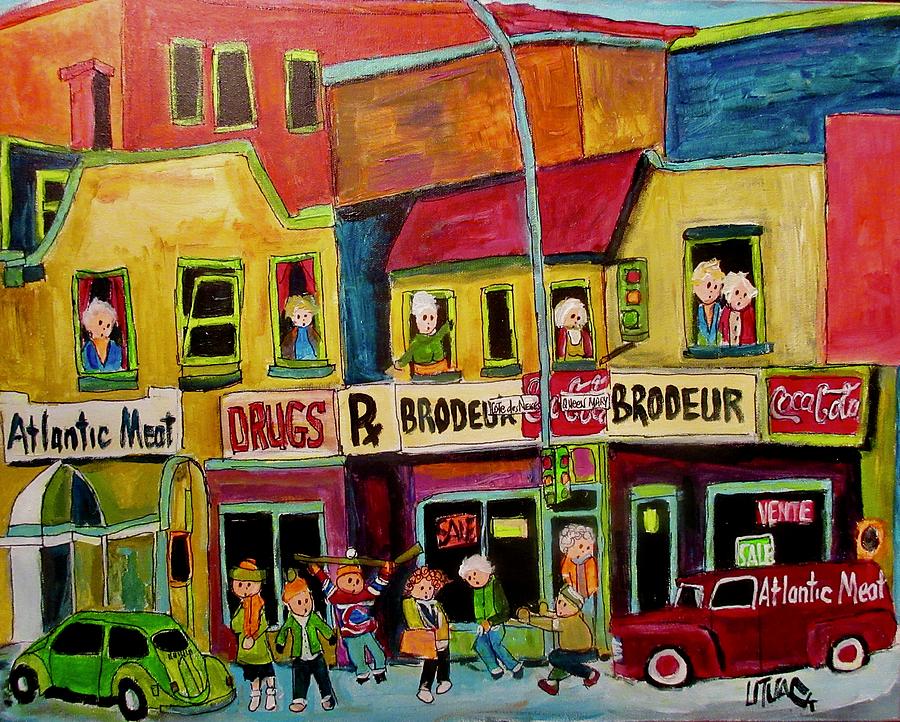 Pharmacie Brodeur Cote des Neiges/Queen Mary Painting by Michael Litvack