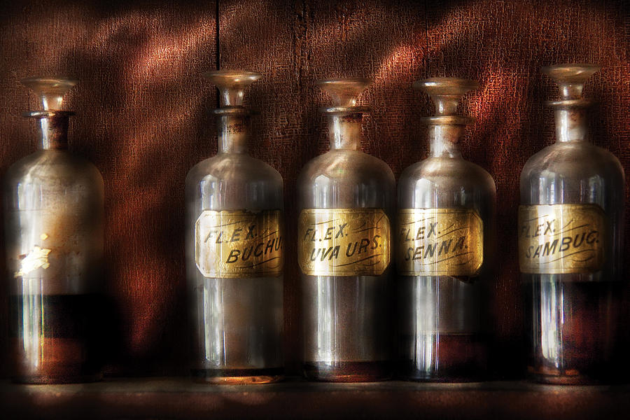 Pharmacist - Five Bottles Photograph by Mike Savad Pharmacist - Five Bottles Photograph by Mike Savad