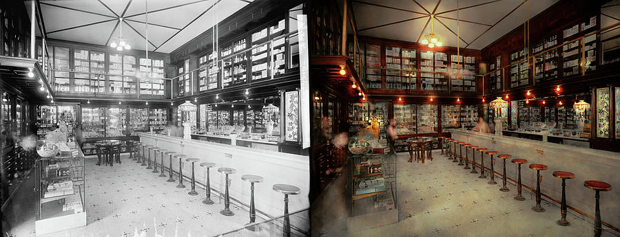 Pharmacy - Bertrams ghosts 1909 - Side by Side Photograph by Mike Savad