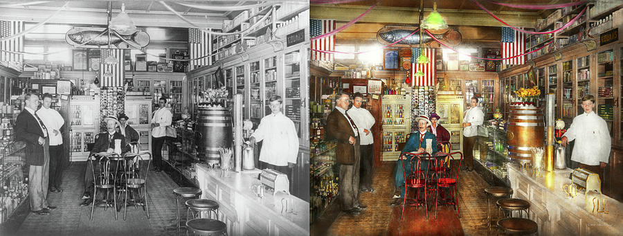 Pharmacy - Collins Pharmacy 1915 - Side by Side Photograph by Mike Savad
