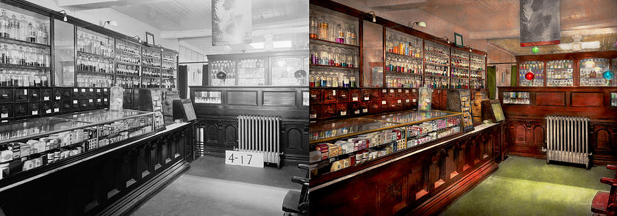 Bottle Photograph - Pharmacy - We have the solution 1934 - Side by Side by Mike Savad