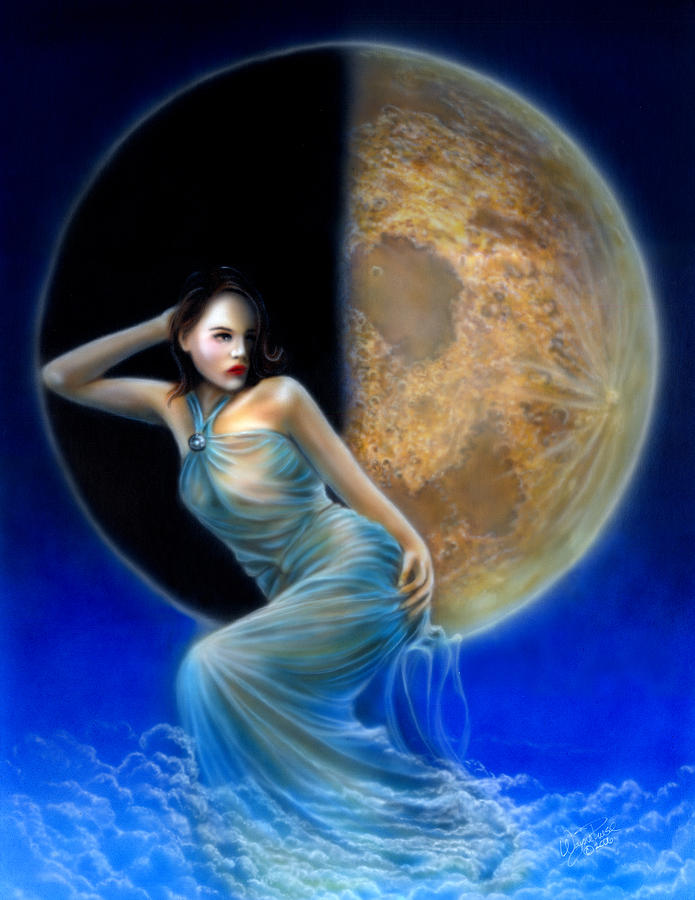 Phases of the Moon, First Quarter Painting by Wayne Pruse