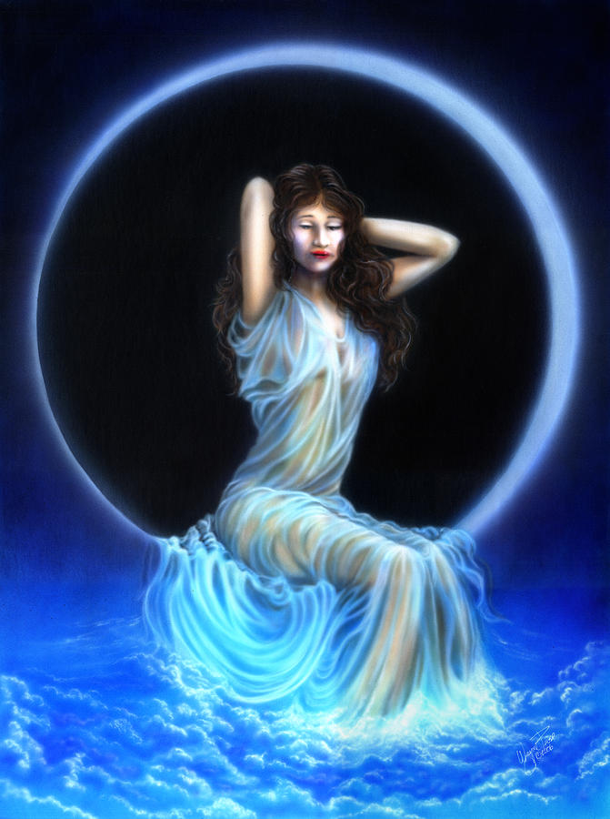 Phases of the Moon, Waxing Crescent Painting by Wayne Pruse