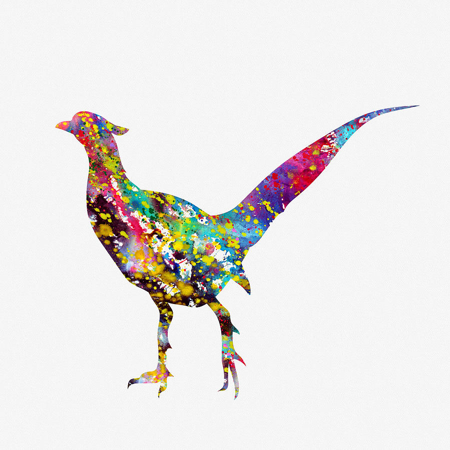 Pheasant Digital Art - Pheasant-colorful by Erzebet S
