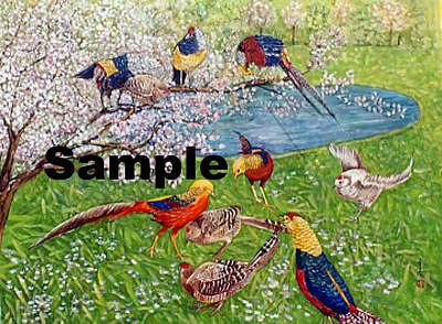 Gold Painting - Pheasants by Komi Chen Gold Painting - Pheasants by Komi Chen
