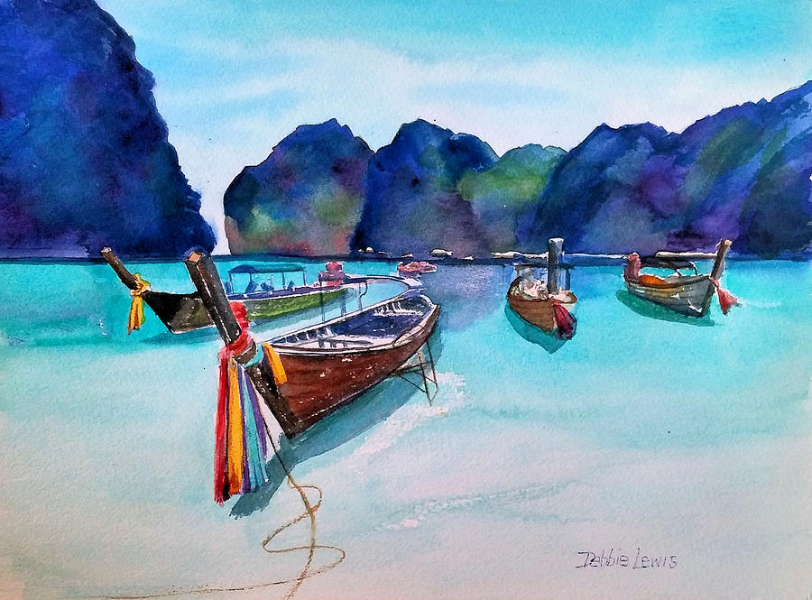 Phi Phi Island Painting by Debbie Lewis